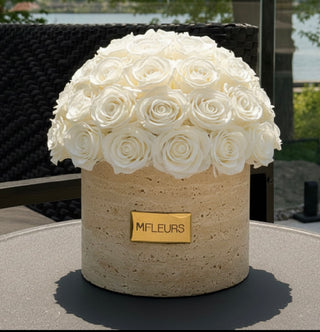 TRAVERTINE - GLOBE - WHITE ETERNAL ROSE