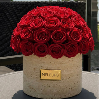 TRAVERTINE - GLOBE - RED ETERNAL ROSE
